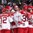 COLOGNE, GERMANY - MAY 9: Denmark's Morten Poulsen #38 celebrates with Mads Christensen #12, Morten Green #13, Nicholas Jensen #48 and Oliver Lauridsen #25 after scoring a second period goal against Slovakia during preliminary round action at the 2017 IIHF Ice Hockey World Championship. (Photo by Andre Ringuette/HHOF-IIHF Images)

